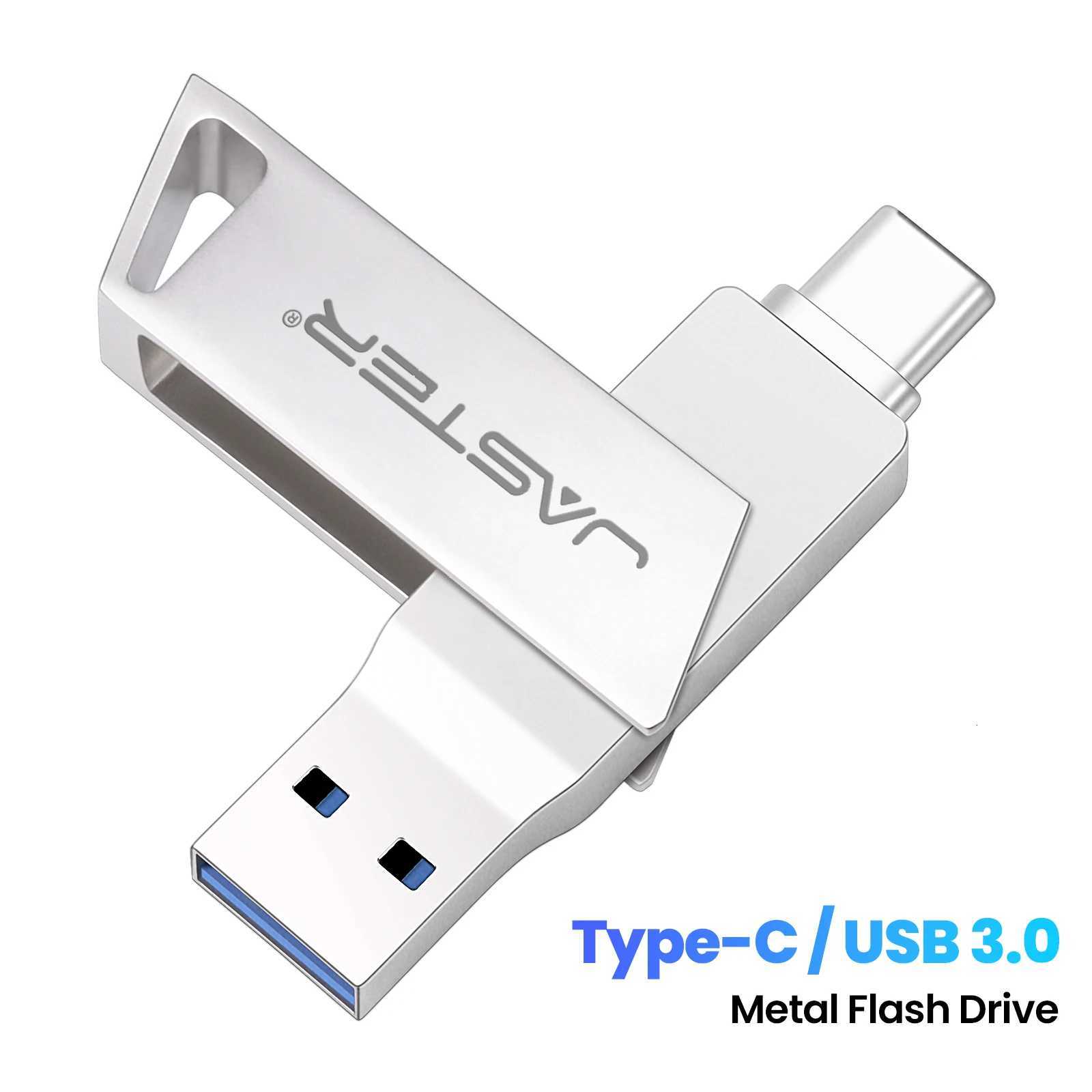 JASTER New 2 IN 1 Type-C Pen Drive 16GB 32GB 64GB 256GB usb Memory Stick 128GB Pendrive Usb 30 Flash Drive for Android Phone/PC C251209