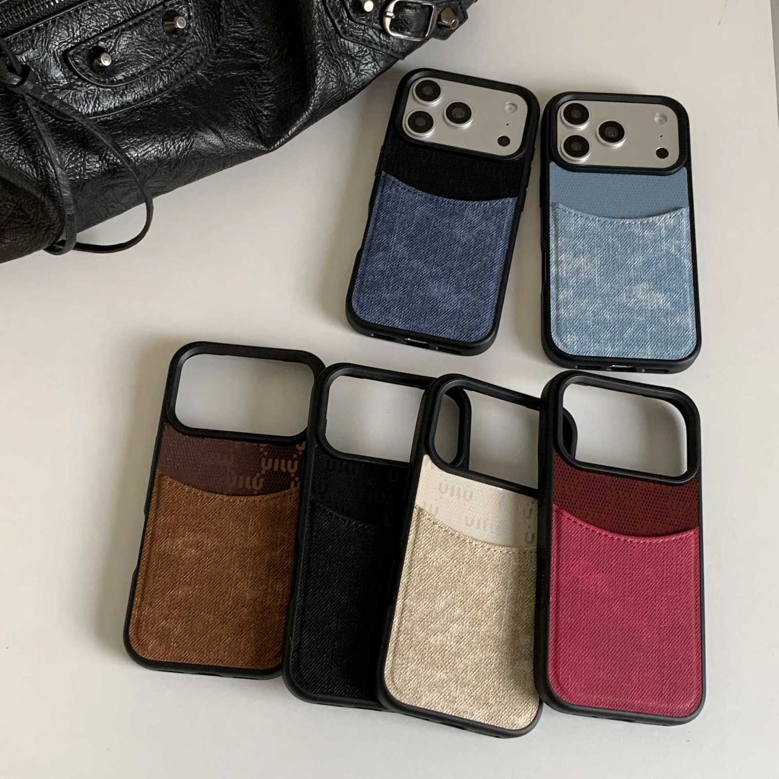 iPhone 17 pro Max Black Border Denim Phone Case - iPhone 16 pro Protective Cover with Coin Purse And Card Bag for 15/14 C251209