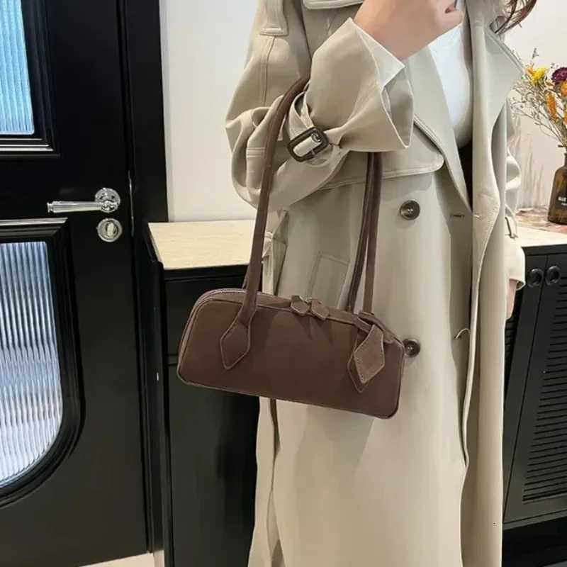 Faux Suede Zipper Solid Color Bowling Shoder Bags Hot S Fi Ladies Bags 2025 Hot S Simple Versatile Tote Bag Y251209