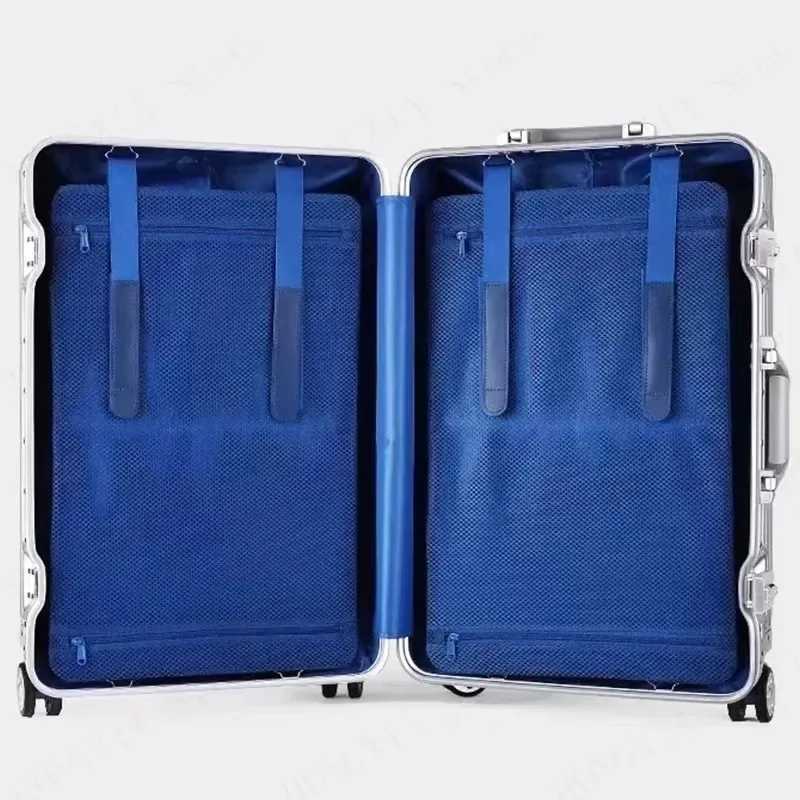 100 Aluminum-magnesium Alloy Travel Suitcase High Quality Rolling Luggage 20/24/26/29 Trolley Luggage Carry-On Cabin Suitcase K251209