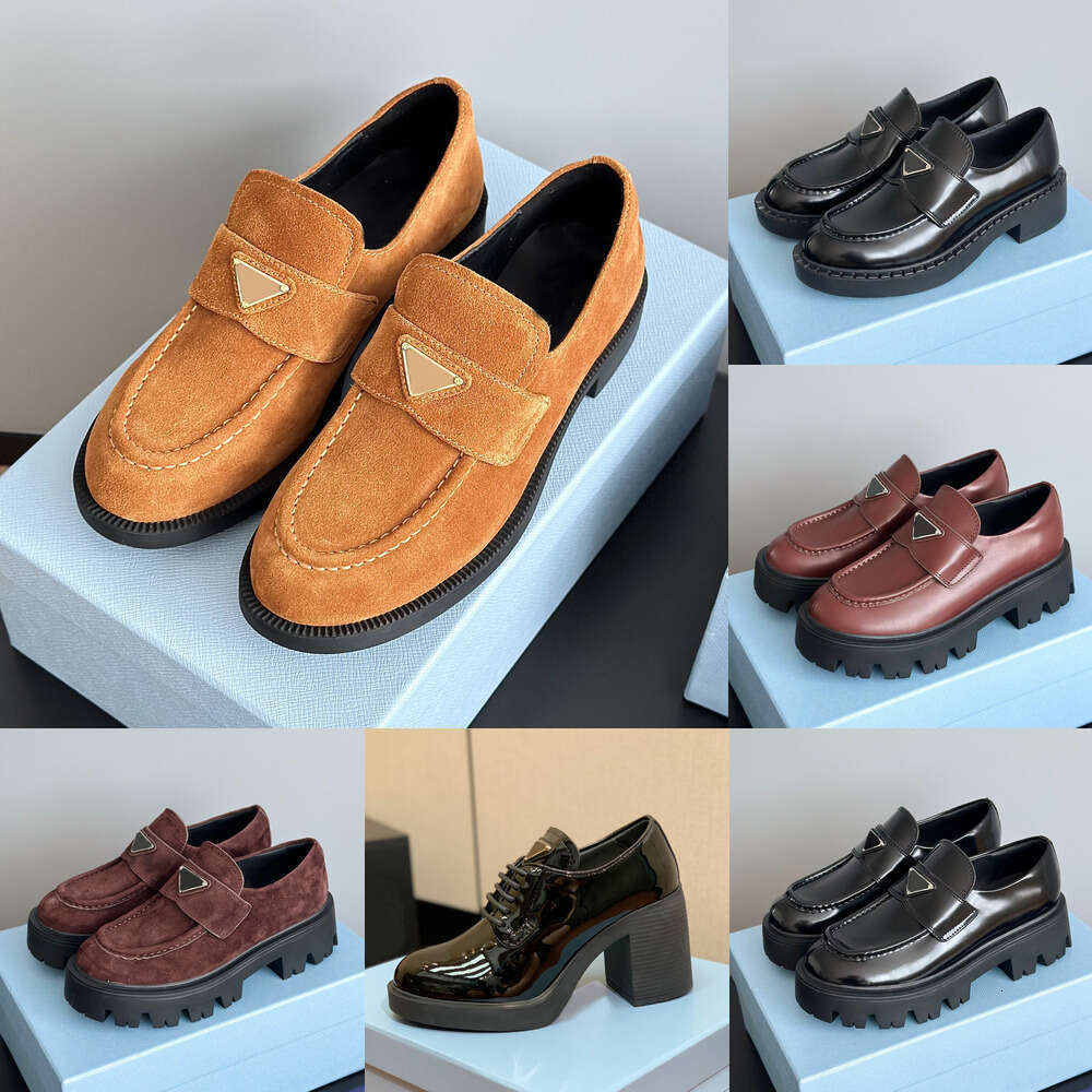 luxury Loafers Designer shoe woman High quality monolith leather Casual Shoes women loafer stude slip-on Oxford Chunky Sneaker Matte leather platfrom shoes dress