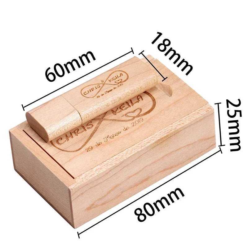 Cust Made Pendrive 64GB Wooden Box USB Flash Drive 32GB Photography Gift U Disk 16GB Volume Ss Memory Stick 8GB C251209