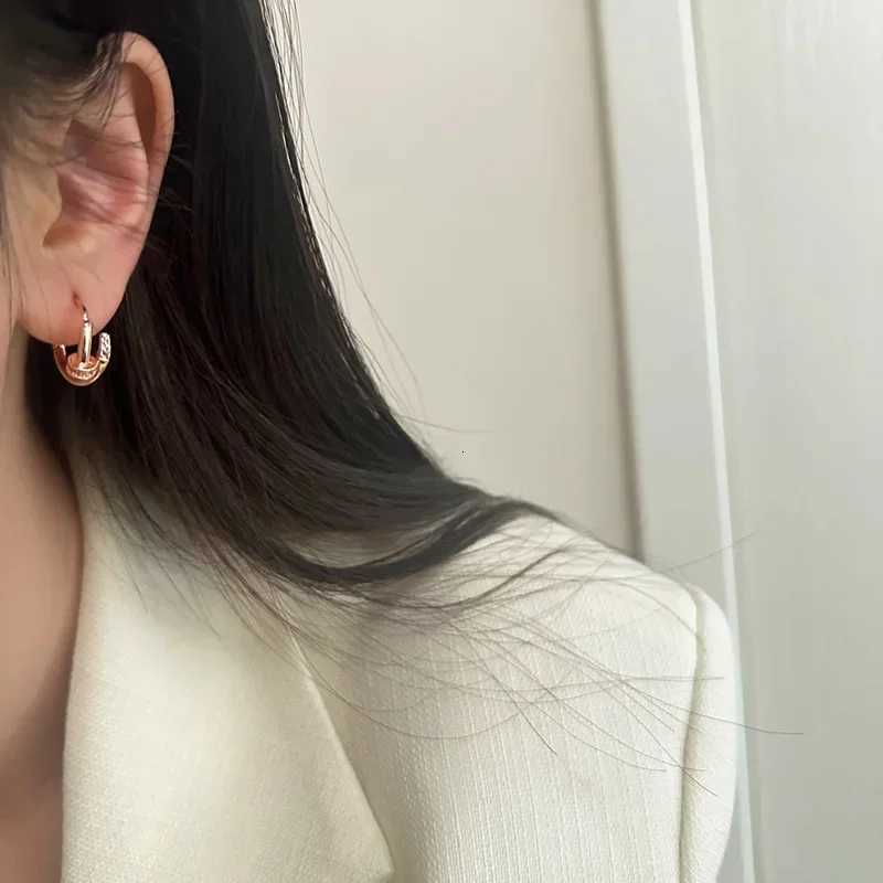 luxury Real 925 Sterling Silver Zircon Nail Round Hoop Earrings for Women Minimalist Trendy Fine Jewelry Shiny Tool Accessories K251209