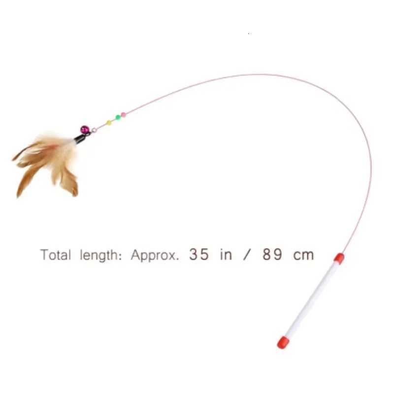 Hot Sale Steel Wire Teasing Cat Stick New Butterfly Colorful Turkey Feathers Fish Cute Bell Playing Toys Supplies M251209