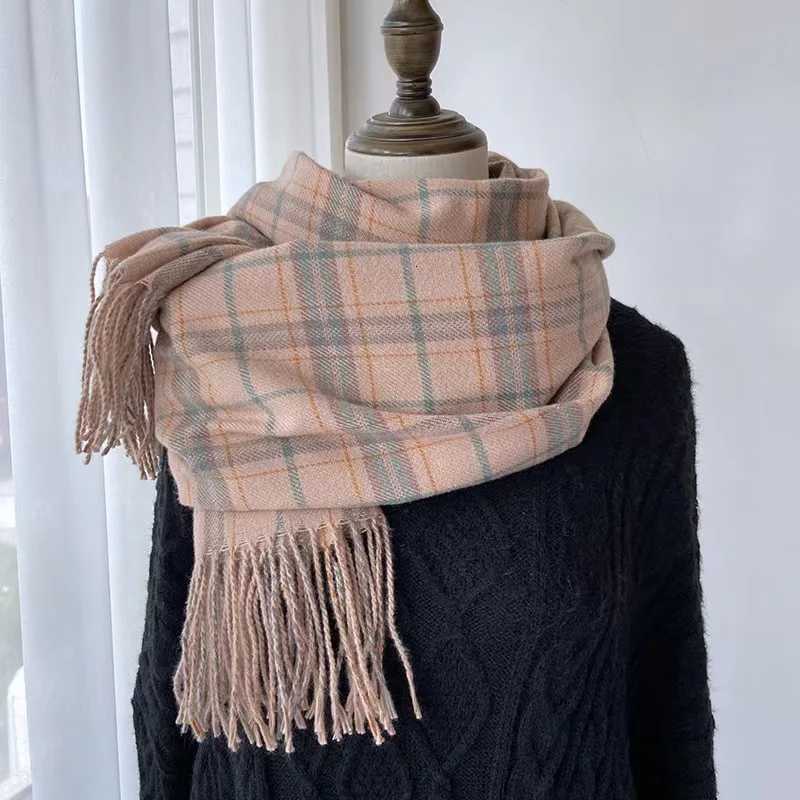 Luxury Winter Thick Warm Plaid Scarf Women Cashmere Shawl Wraps Pashmina Neckerchief Bufanda Female Rainbow Hairy Tessel Echarpe New Y251208