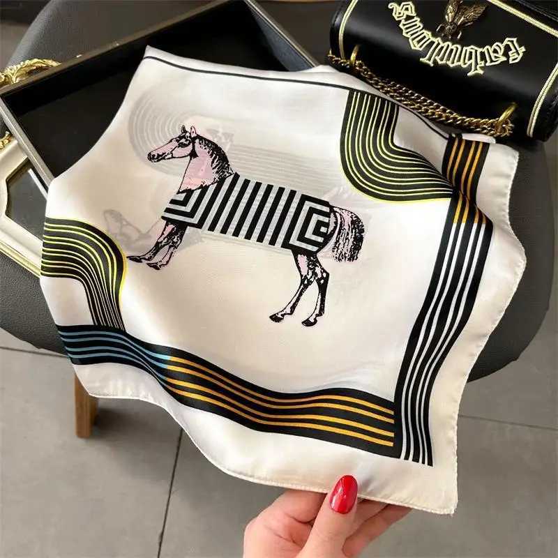 Luxury Luxury Silk Shawl Square Scarf Women Horse Satin Hijab Fashion Wraps Neckerchief Female Hair Bands Ribbon Headband Bandana 70CM Y251208