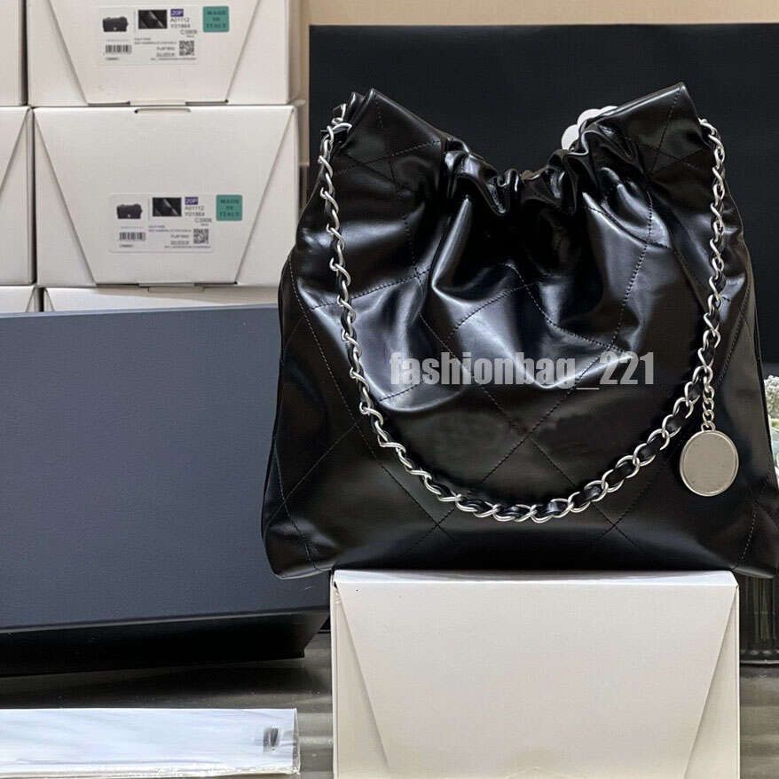 22 Bag Designer Bag Women's Classic Trash Bag Style Handbag, Small to Medium Size, Calfskin Leather, Stylish and Elegant