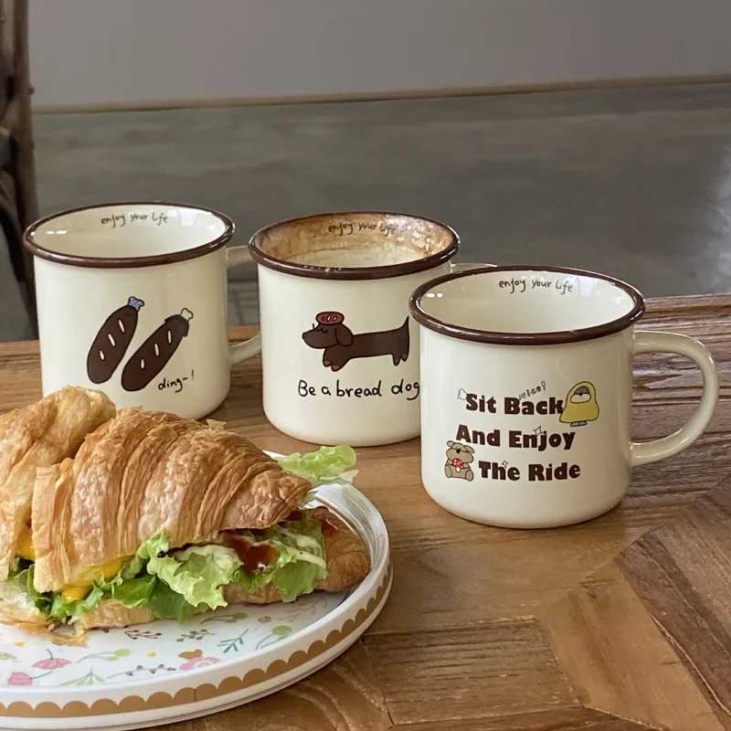 Cute Bread Dog Ceramics gs Coffee g Milk Tea Off Cups Drinkware the Best birthday Gift H251209