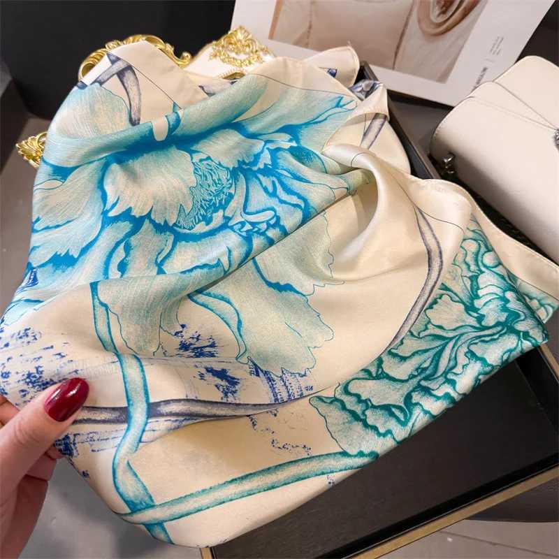 Luxury Luxury Floral Print Square Scarf Women Hijab Hair Bands Neckerchief Female Satin Shawl Ribbon Headband Fashion Wraps Bandana Y251208