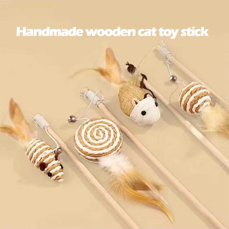 Teasing Cat Stick Sisal Feather Cat Supplies Interactive Fun Pet Cat Toy Accessories Anti Bite Training M251209