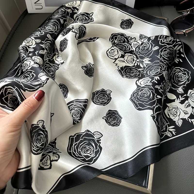 Luxury Luxury Silk Scarfs Square Scarf Korean Fashion Kerchief Popular Silk Scarves Bandanna Wraps Scarf Decoration Shawl 7070CM Y251208