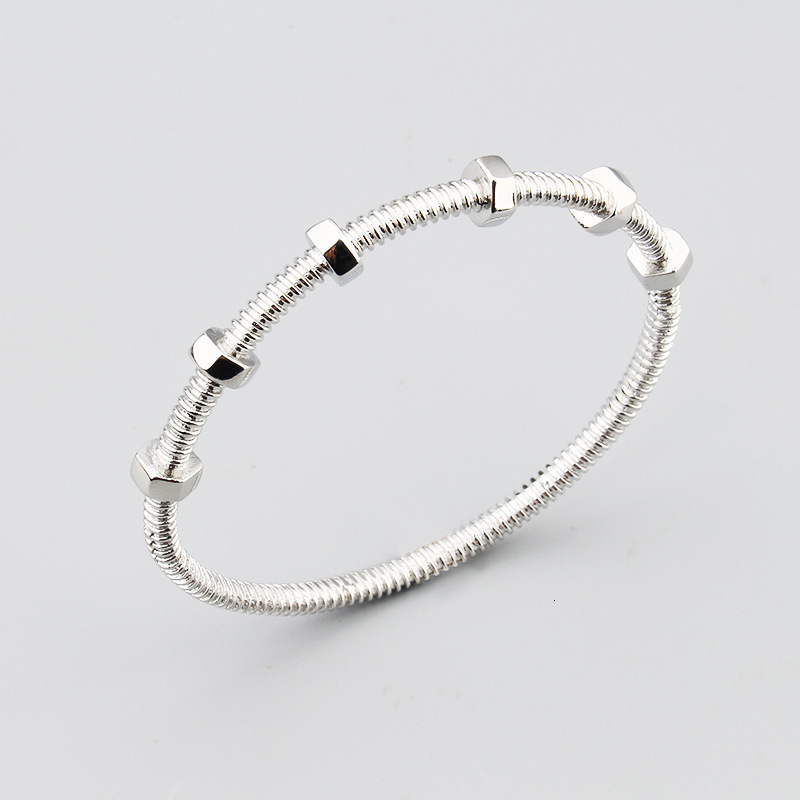 New Ins Style Nut Personality Bracelet Ring for Men and Women Couple Plain Ring Copper Gold Plated Internet Celebrity