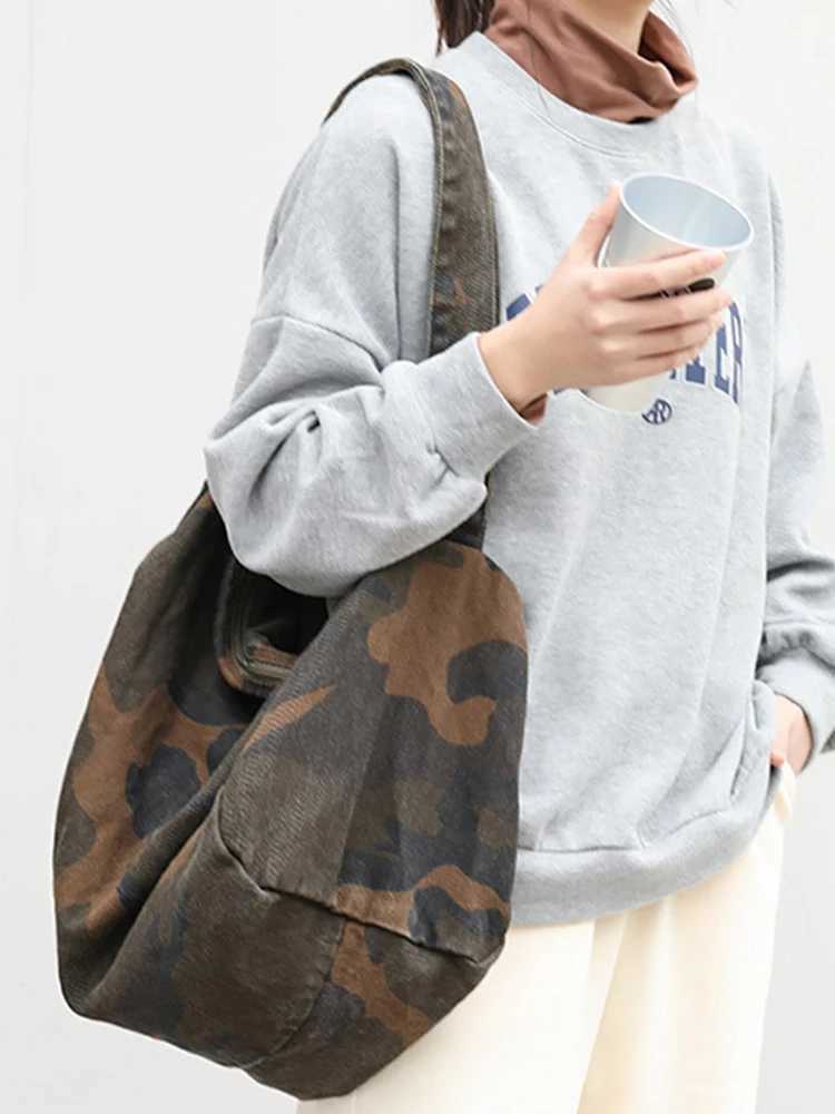 Canvas Messenger Bag Camouflage Wen Tote Handbag Large Capacity Japanese Wable Zipper for Leisure Travel Shopping Hand Bag Y251209