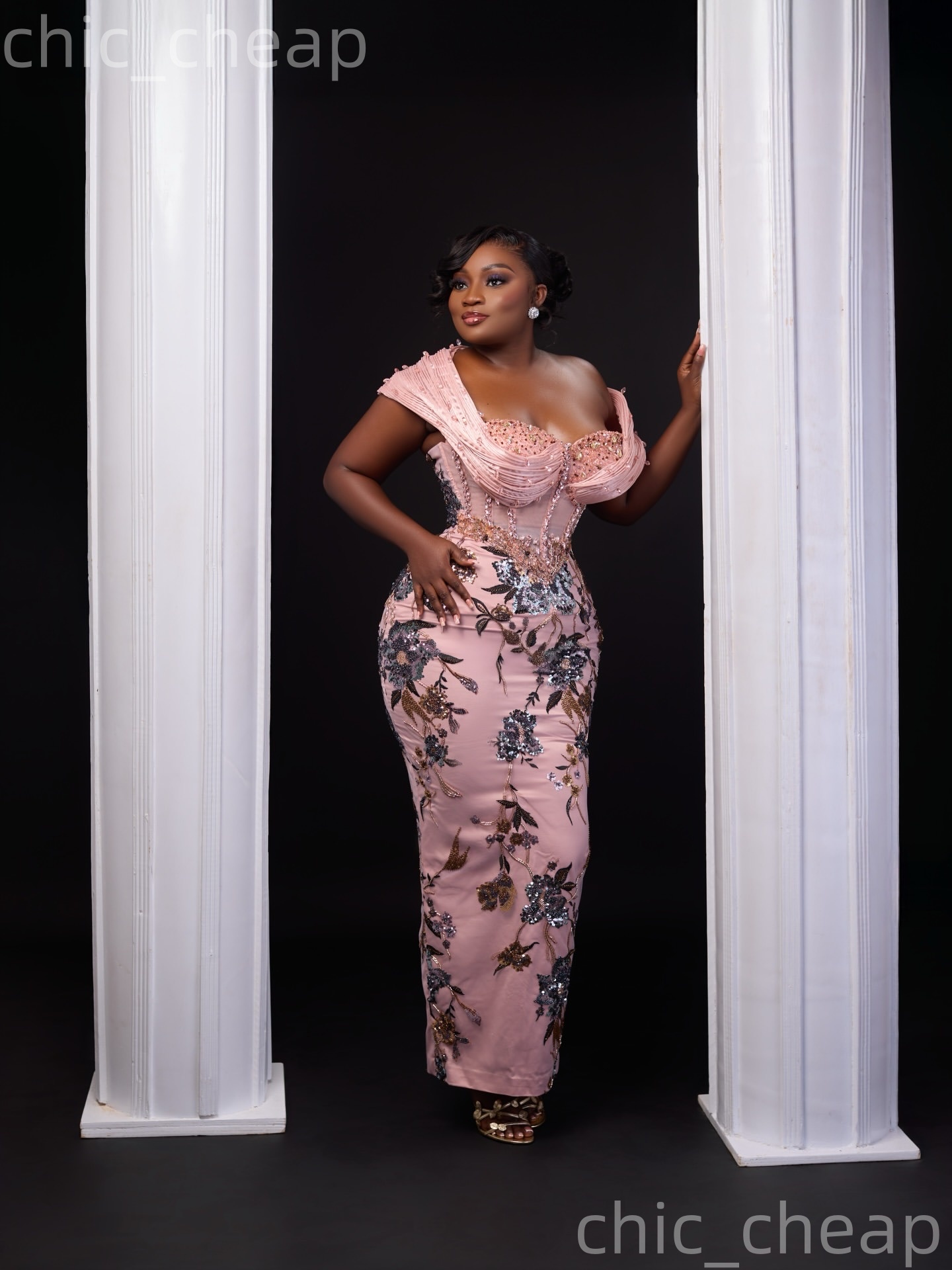 Aso Ebi Pink Sheath Prom Dresses 2026 Beaded Crystals Floral Lace Evening Formal Party Second Birthday Engagement Gowns Plus Size Dress For Special Oc