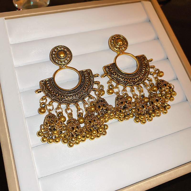 Vintage Tribal Big Hoop Dangle Earrings For Women Geometric Punk Tassel Ear Pendants Jewelry Accessories Friendship Gifts 250120