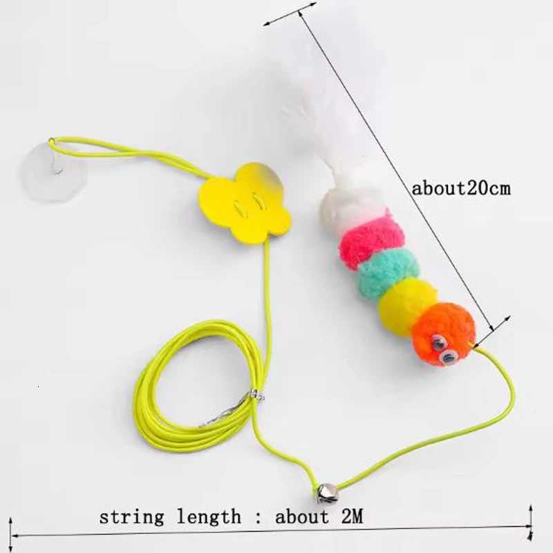 Interactive Cat Toys Funny Stick Kitten Self -hi Elastic Rope Dragonfly Shape Feather Bell Hanging Door Teasing Kitten Toy M251209