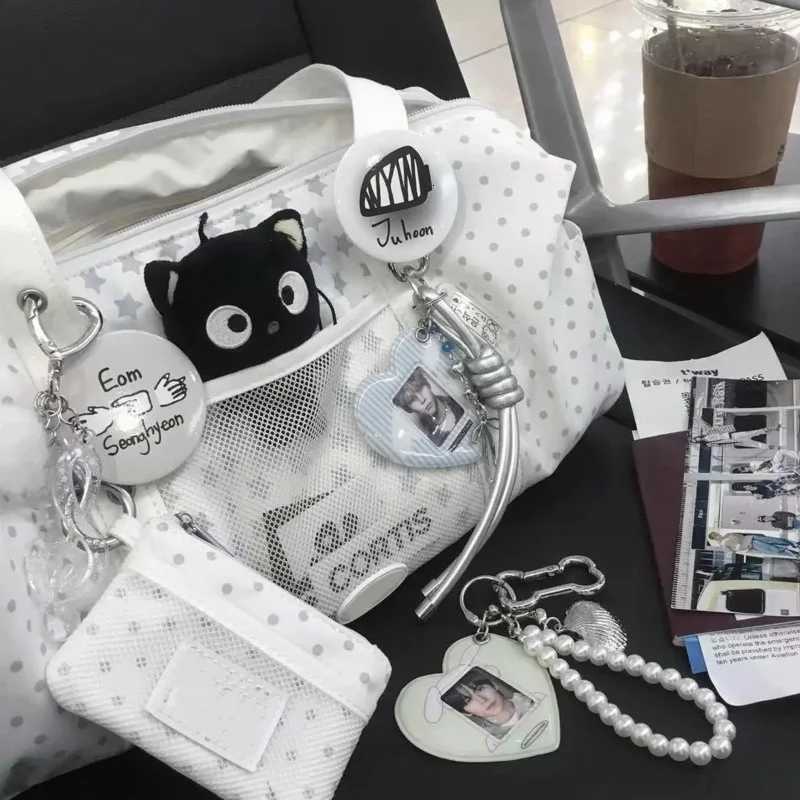 Star Polka Dot Korean Shoder Bag Nyl Casual Large Capacity Tote Bags Zipper Niche Underarm Bag Cute Y2k Handbag For Wen Y251209