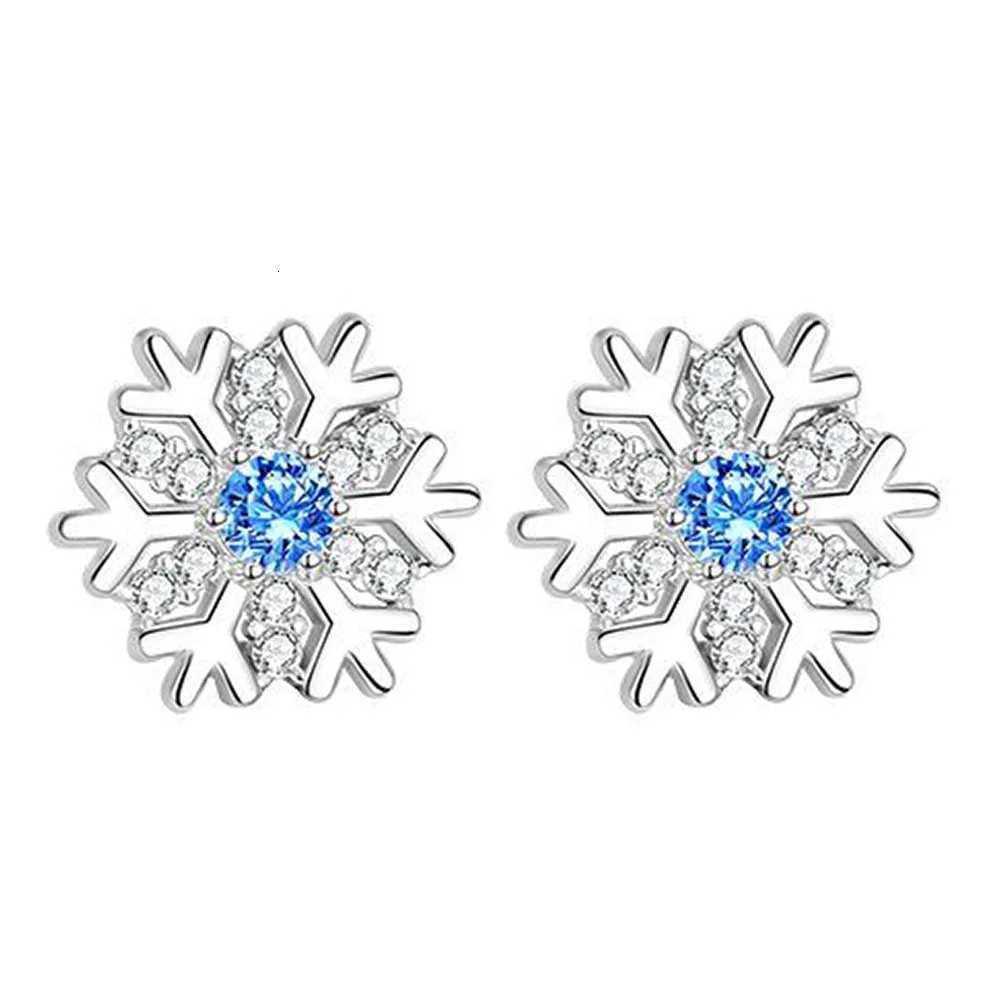 925 Sterling Silver Blue Zircon Snowflake Earrings For Womens Charm Jewelry Christmas Gift K251209 H260202