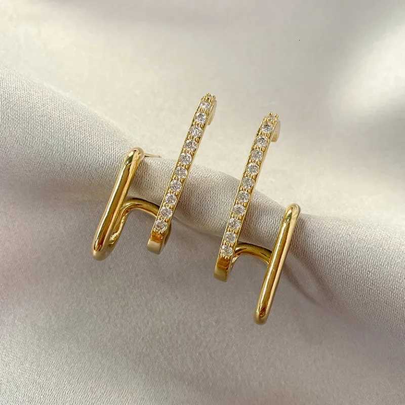Korean Luxury Earrings Irregular U-Shape Gold Color Crystal Design Wedding Party Jewelry for Women K251209 H260129