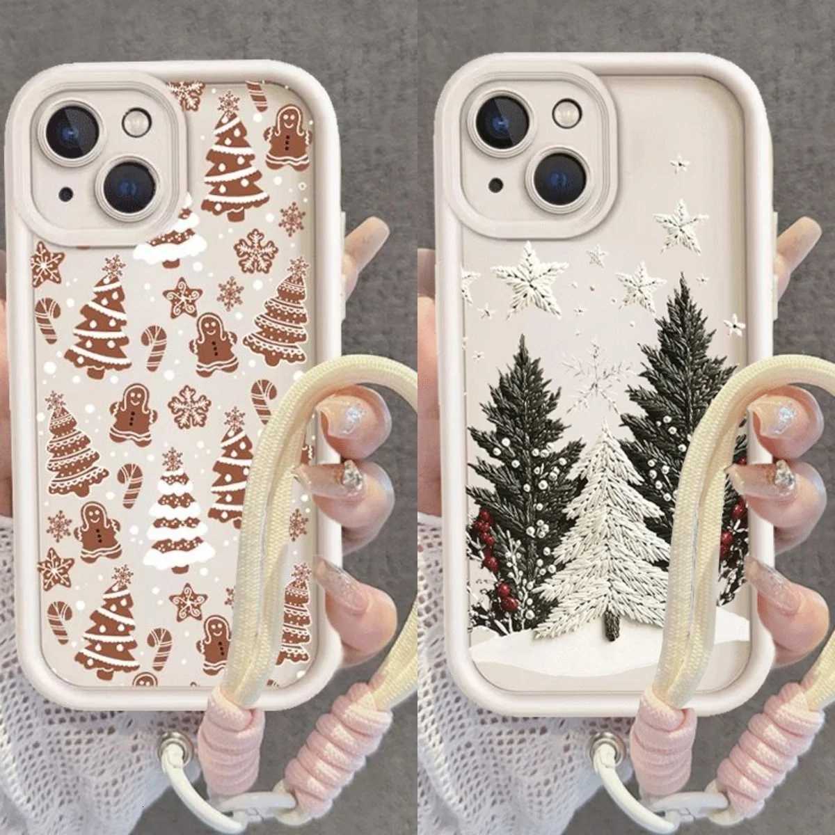 Ins Cartoon Christmas Style Rope Lanyard Case For Iphone 17 16 15 14 13 12 11 Pro Max 17 Air 16E 15 Plus 17 Pro Max Phone Cover C251209