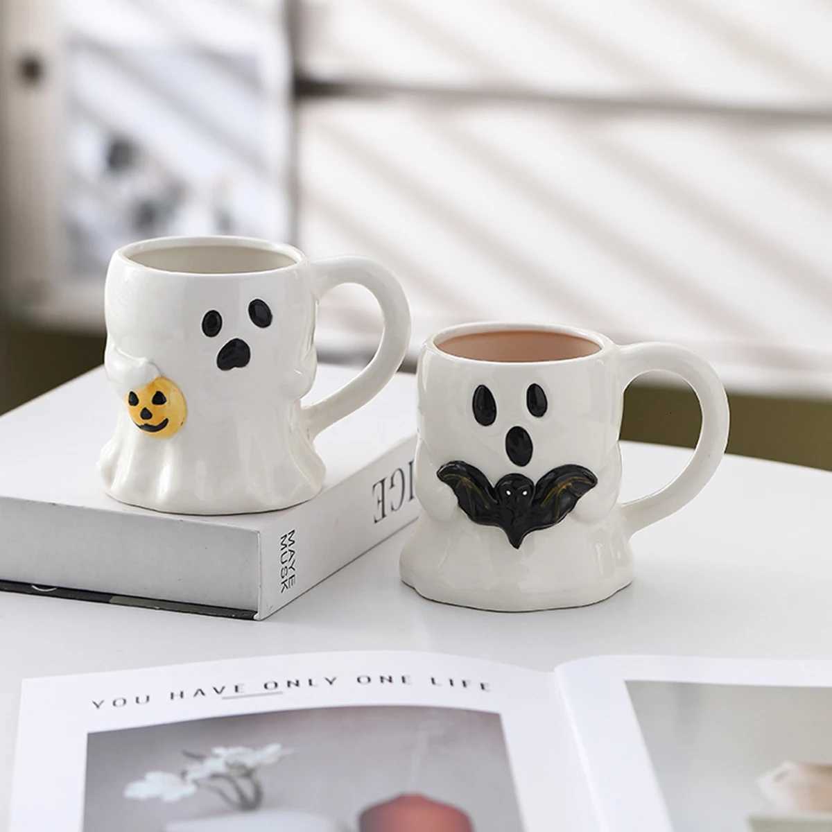 Cute Ghost Pumpkin Halloween Ceramic g Reusable Spooky Coffee Cup with Handle Halloween Party Gift H251209