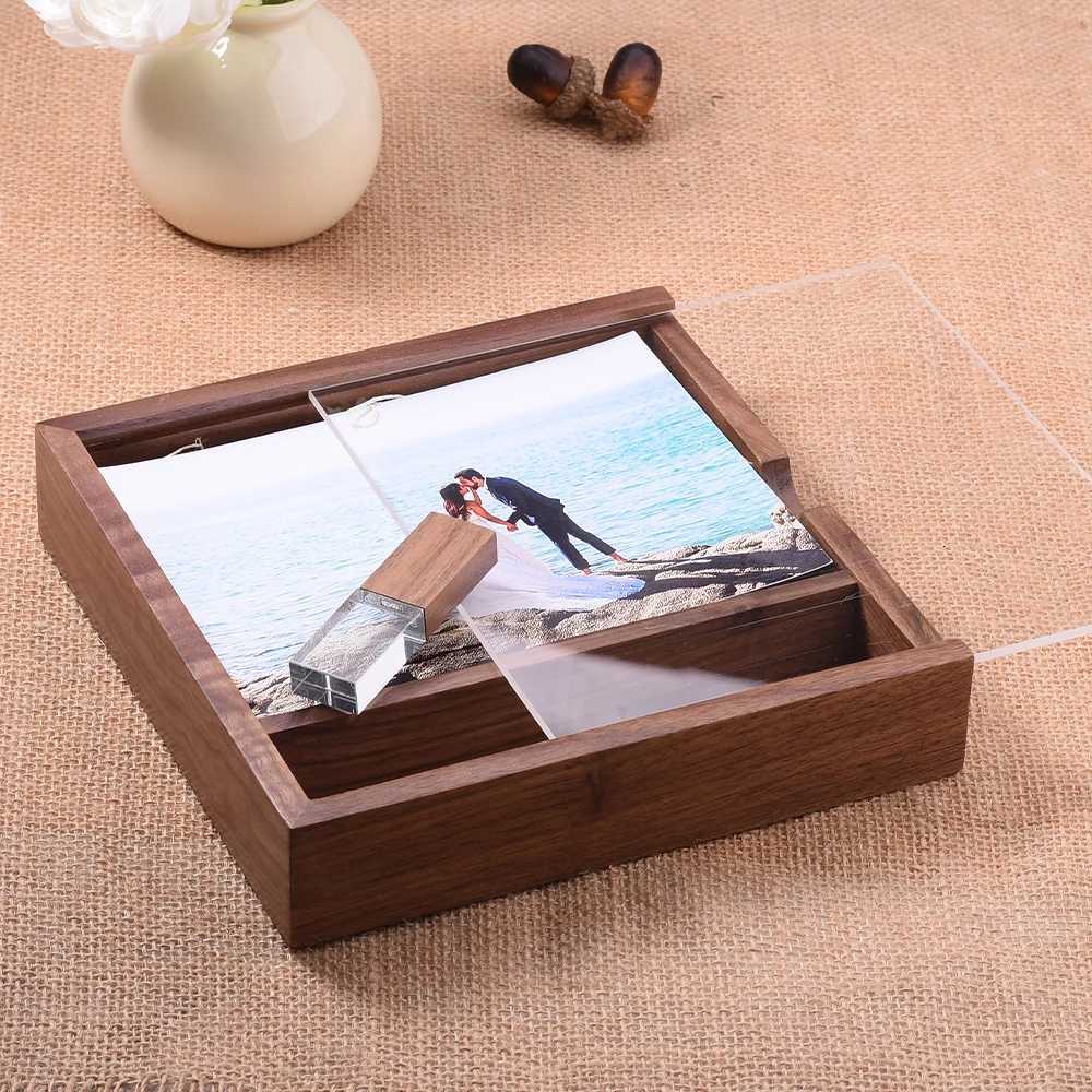 JASTER Wooden Photo Album Box USB 20 Flash Drives 128GB cust Memory Stick 64GB Wedding Gift Pen Drive 32GB C251209
