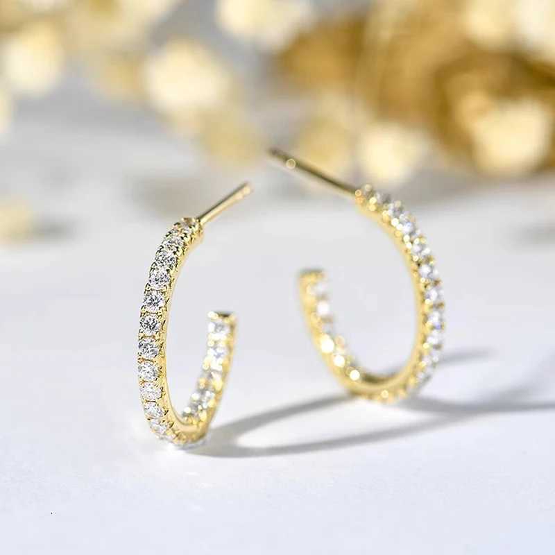 Huitan Simple Gold Color Loop Earrings Women Shiny Zirconia Jewelry for Daily Wear Teen Girls Versatile Fashion Accessories H260129