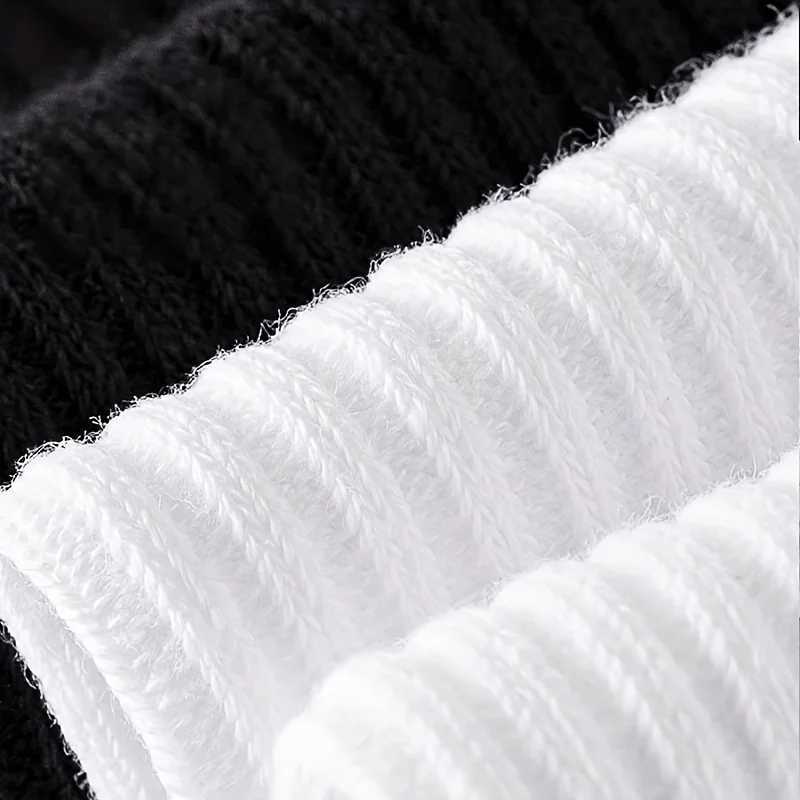 6 Pairs of Mens Pure Color Vertical Pattern Mid-Calf Socks Versatile Black Socks for Business All Seasons BreathableT251209