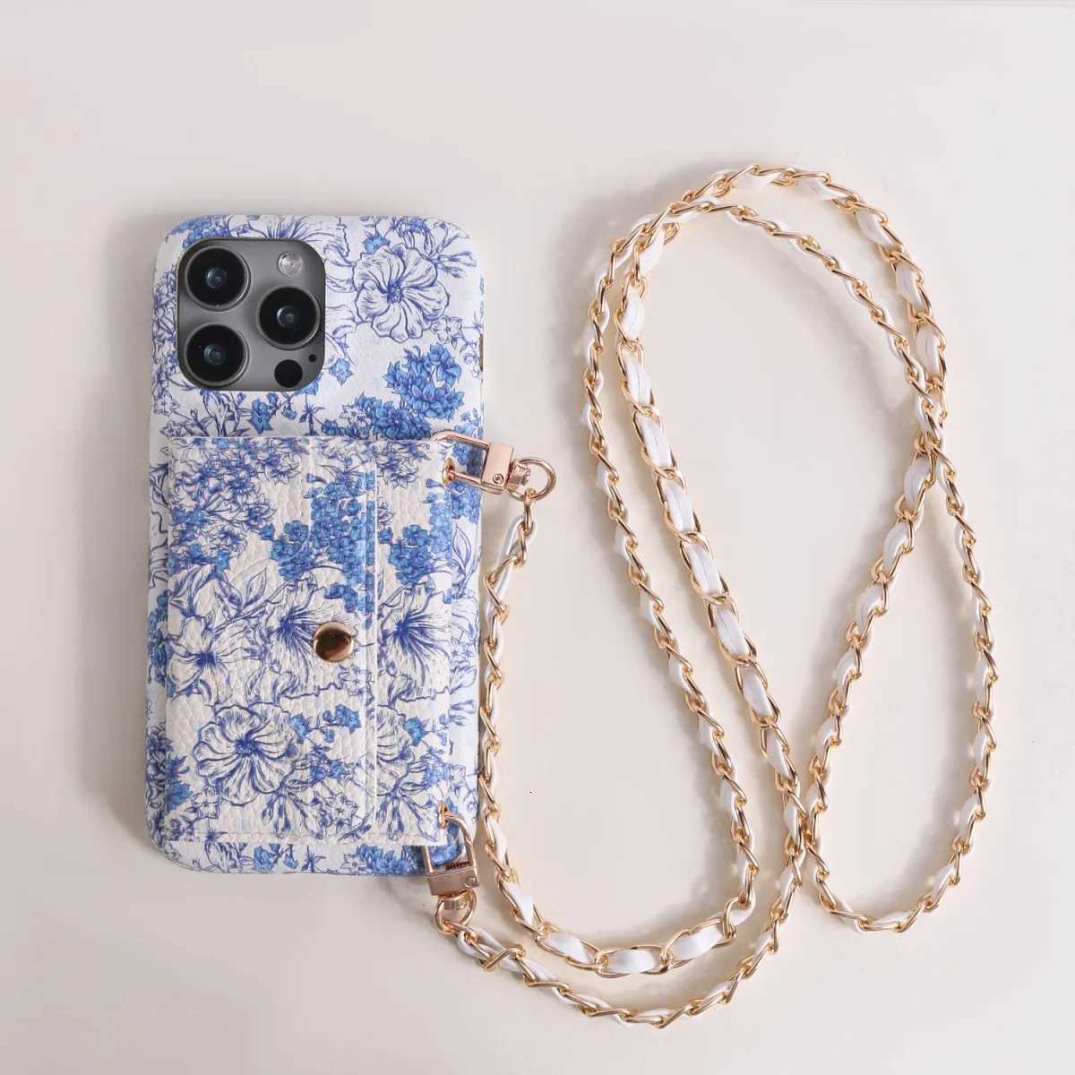 Fashionable PU Leather Case for iPhone 12 11 13 14 15 16e Pro Max Plus Flower pattern Print Adjustable Lanyard Mirror Wallet C251209