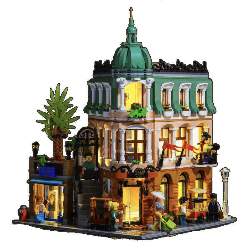 3081PCS Compatible Corner Premium Hotel Building Set with Street Scene Architecture Series Assembly Model Toy Birthday Building Set X250509