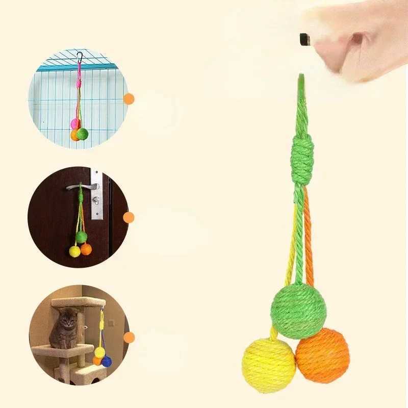 Pet Cat Hanging Sisal Ball Bite-resistant Wear-resistant Jute Twine Rope Pet Supplies for Relieve Boredom Chewing Scratching Toy M251209
