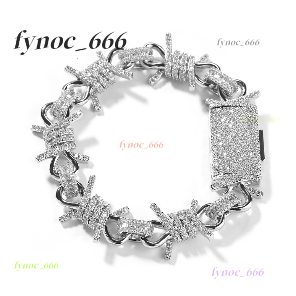 19mm Hip Hop Punk Mens Thorns Cuban Link Chain Necklace Bracelets Moissanite Men Jewelry