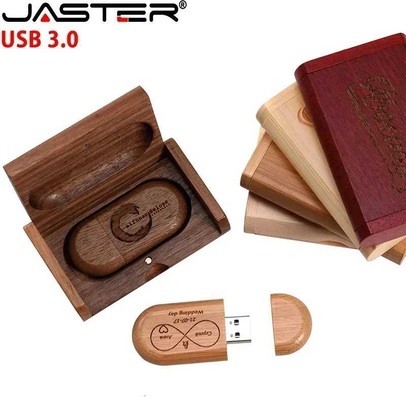 JASTER USB 30 Wooden Box Pen Drive Cust USB Flash Drive Bamboo Pendrive Wedding Gift Memory Stick 128GB 32GB 64GB C251209