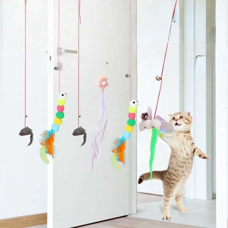 7pcs Random Cat Toy Swing Sticky Disc Elastic Hanging Door Teasing Cat Rope Long Rope Teasing Cat Toy Cat Accessories M251209