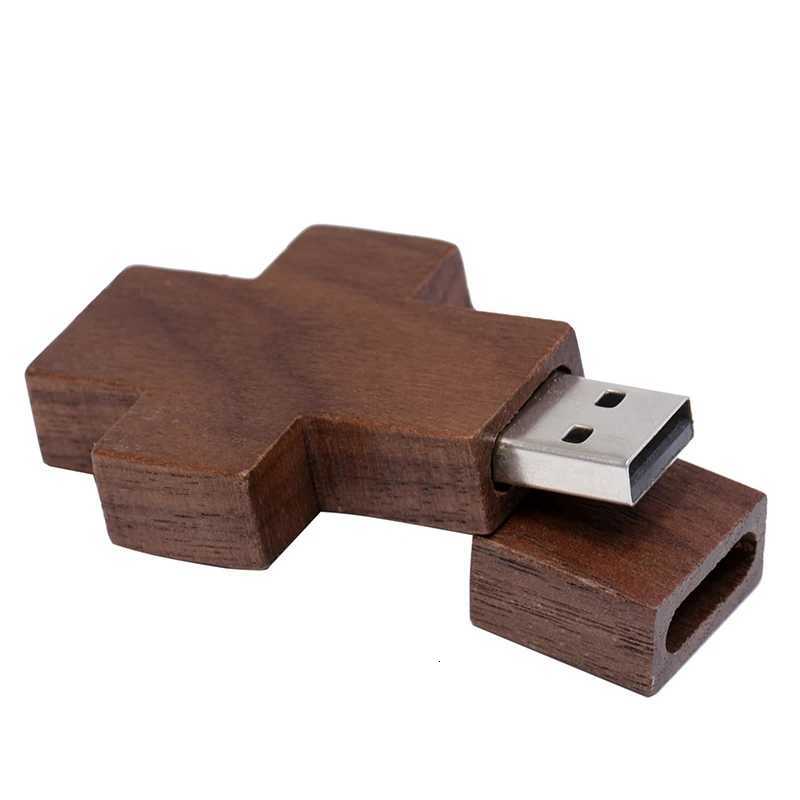 Wood Cross Ideas USB 20 Flash Drive Pen Drive Real Capacity Box Memory Stick Walnut 4GB/32GB/16GB/8GB U Disk Pen drive 64gb C251209