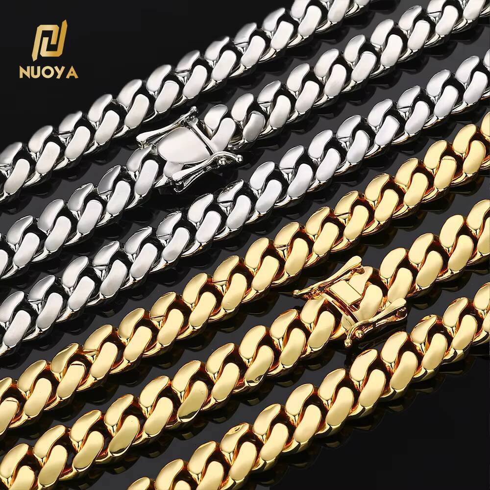 NUOYA High Polished Cuban Chain for Men Women 18K Gold Plated 22mm Cuban Link Chain Necklace Hip Hop Jewelry Wholesale