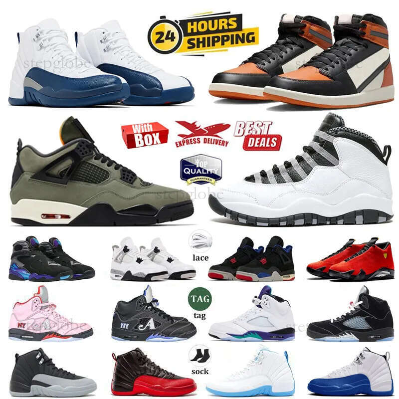 Big size 35-50 US warehouse Basketball Shoes 3s 4s 5s 11s 12s 14s Steel Undefeated Shattered Backboard French Blue Aqua Black Metallic Reimagined with box