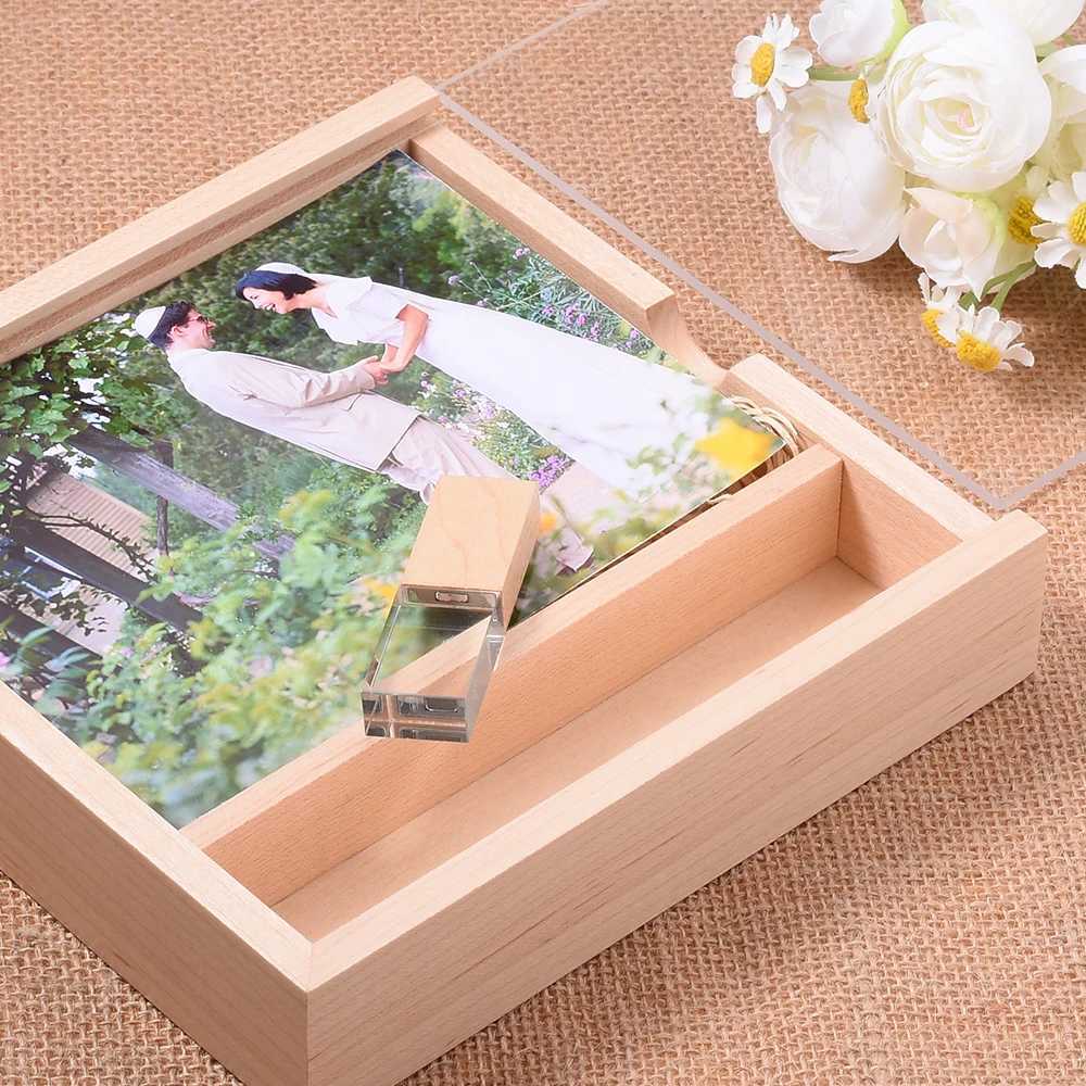 JASTER Wooden Photo Album Box USB 20 Flash Drives 128GB cust Memory Stick 64GB Wedding Gift Pen Drive 32GB C251209