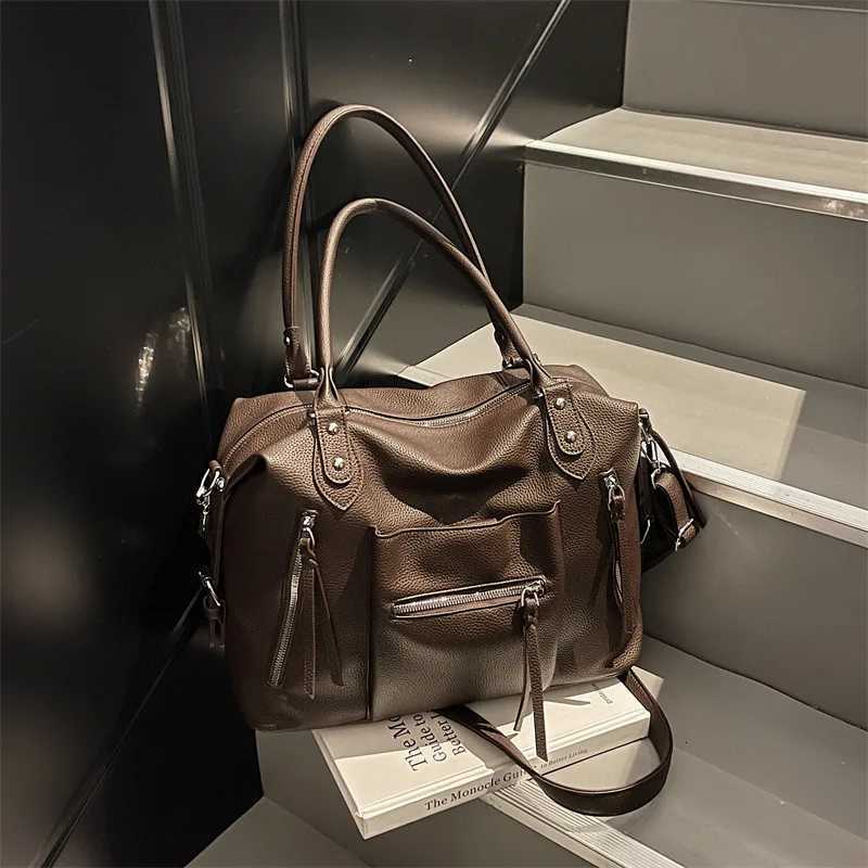 Wens PU Soft Leather Handbag Fiable Armpit Bag Large Capacity Wed Zipper Pocket Woven Decorative Crossbody Bag Y251209