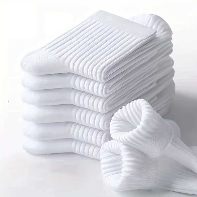 6 Pairs of Mens Pure Color Vertical Pattern Mid-Calf Socks Versatile Black Socks for Business All Seasons BreathableT251209