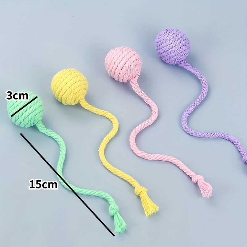 4Pcs/set Colorful Cotton Rope Ball Cat Toys Interactive Pet Toy for Cats Kittens M251209