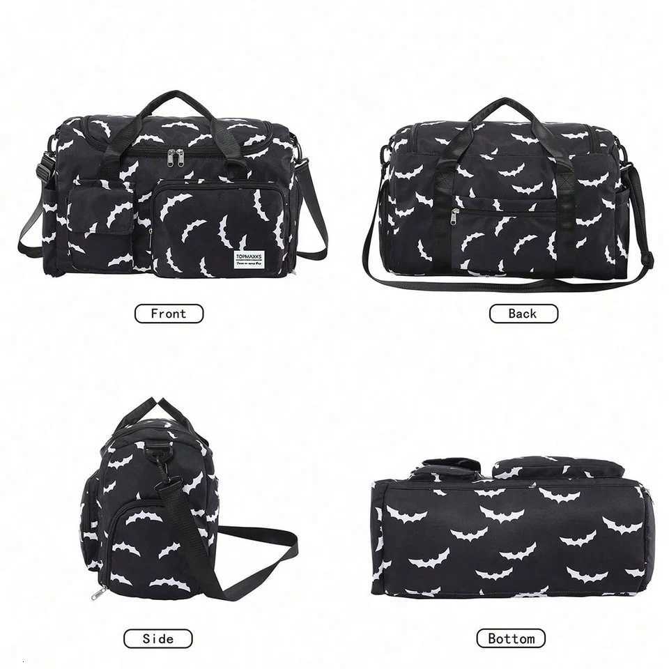 New bat pattern casual weekend bag with wet bag shoe cpartment large capacity hospital maternity bag simple crossbody bag Y251209