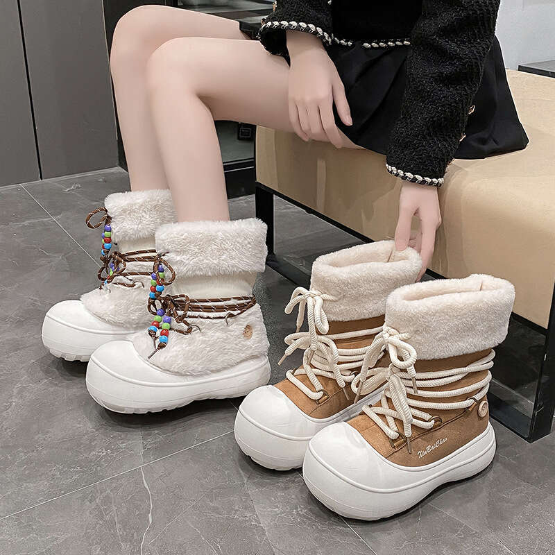 in stock sheepskin snow 2025 winter new versatile petite thick sole nonslip warm cotton free shipping designer boots for women