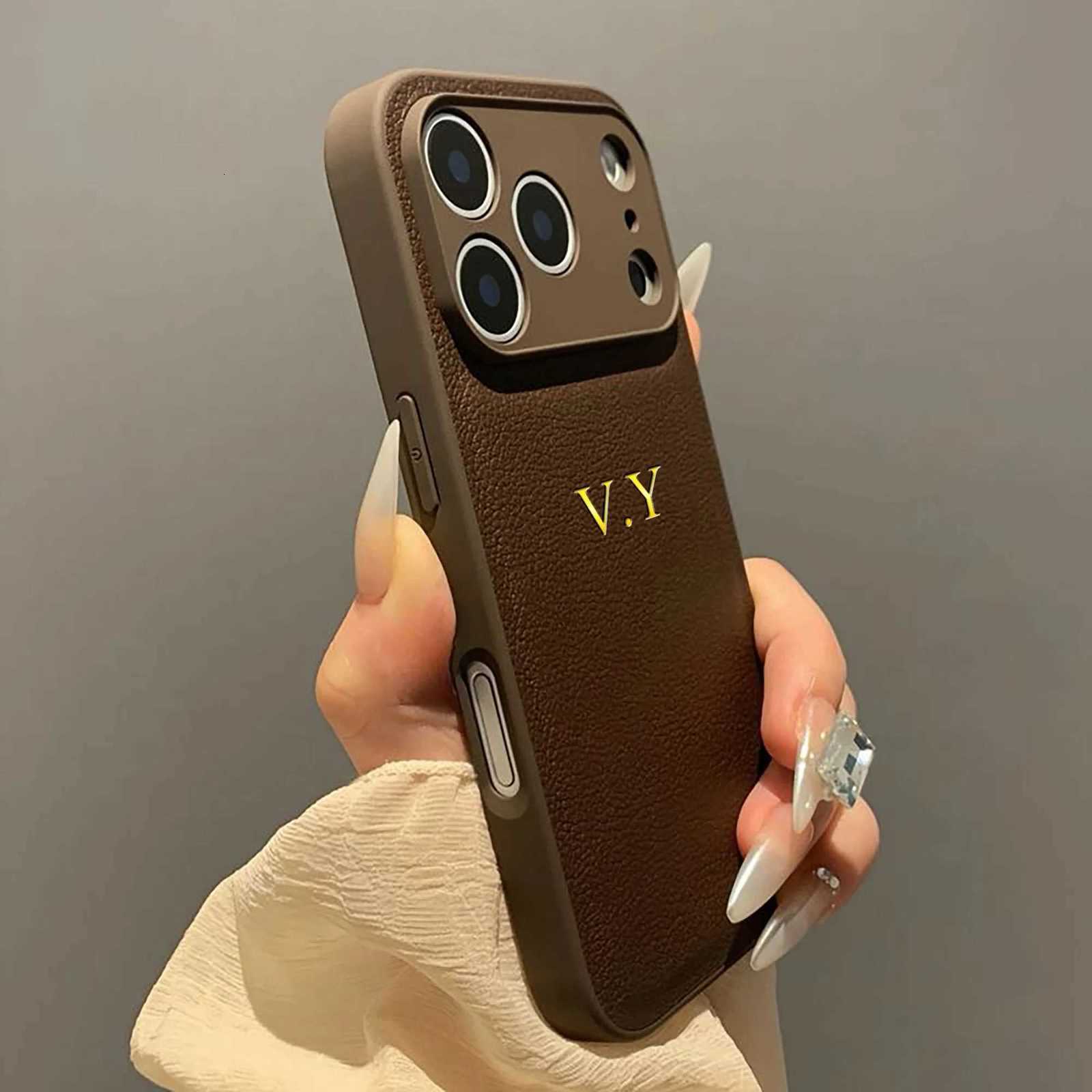 luxury Personali Custi Name Phone Case For iPhone 17 16 15 14 13 Pro Max Plus Air Gold 3D Hot Foil Stamping Faux Leather Cover C251209