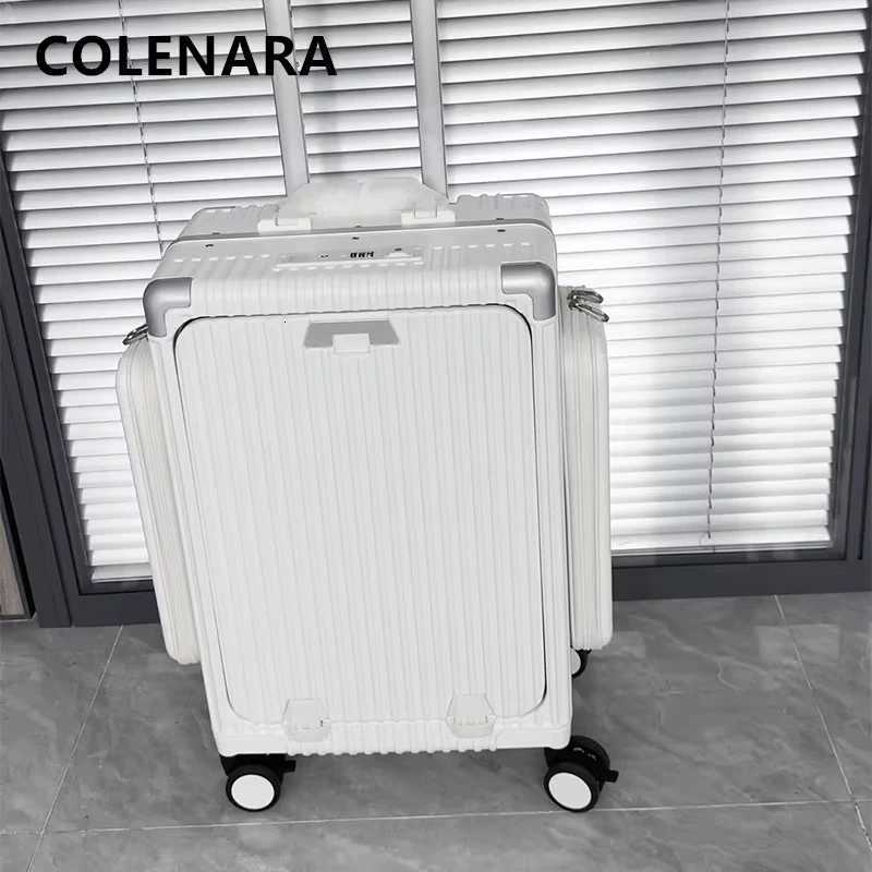 COLENARA Multifunctional Suitcase USB Charging Front Opening Boarding Box Laptop Trolley Case 2024 Inch Carry-on Travel Luggage K251209