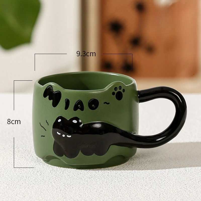 1PC Ceramic g Cute Small Black Cat High-value Creative Cute Coffee Milk Breakfast Cup H251209