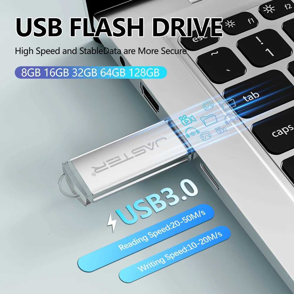 JASTER USB30 Business Gift USB 30 Flash Drive 128GB High Speed Memory Stick 64GB Real Capacity Pen Drive 32GB Plastic U Disk C251209