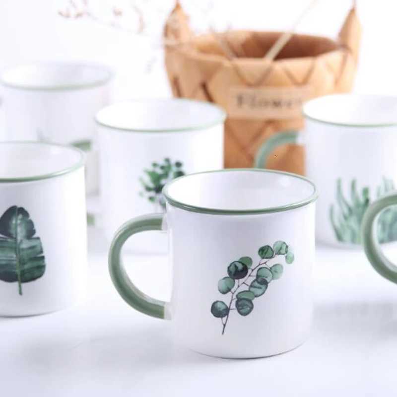 350ml Ceramic Cup Milk Tea g Green Plant Water g Coffe g Ceramic Off Drinkwear Birthday Gifts 1pc H251209