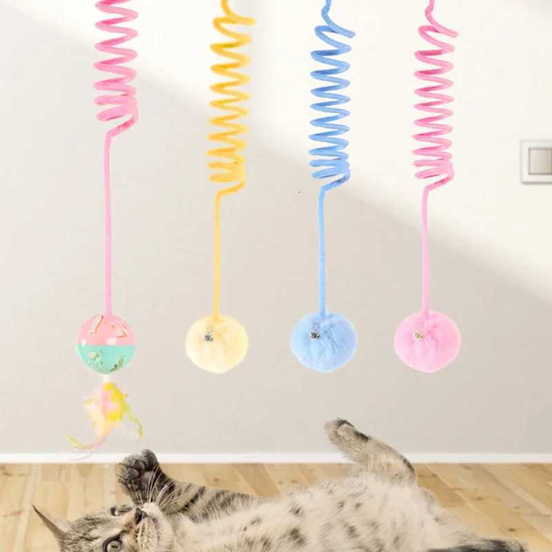 Cat Toy Plush Ball Pet Cat Spring Cat Stick Can Hanging Door Stretch Cat Toys Cat Toys Interactive for Cats Training Supplies M251209