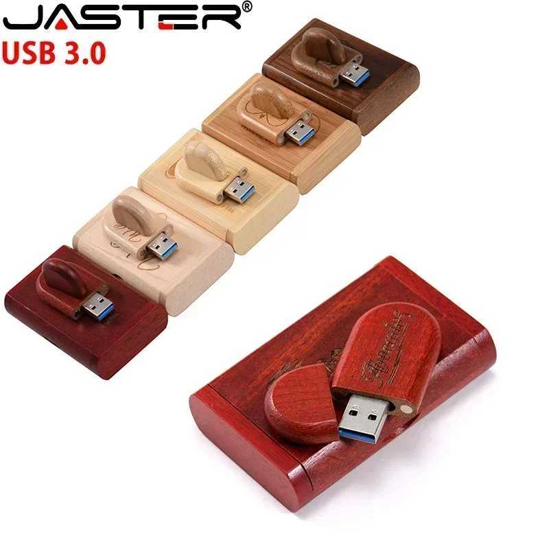JASTER USB 30 Wooden Box Pen Drive Cust USB Flash Drive Bamboo Pendrive Wedding Gift Memory Stick 128GB 32GB 64GB C251209